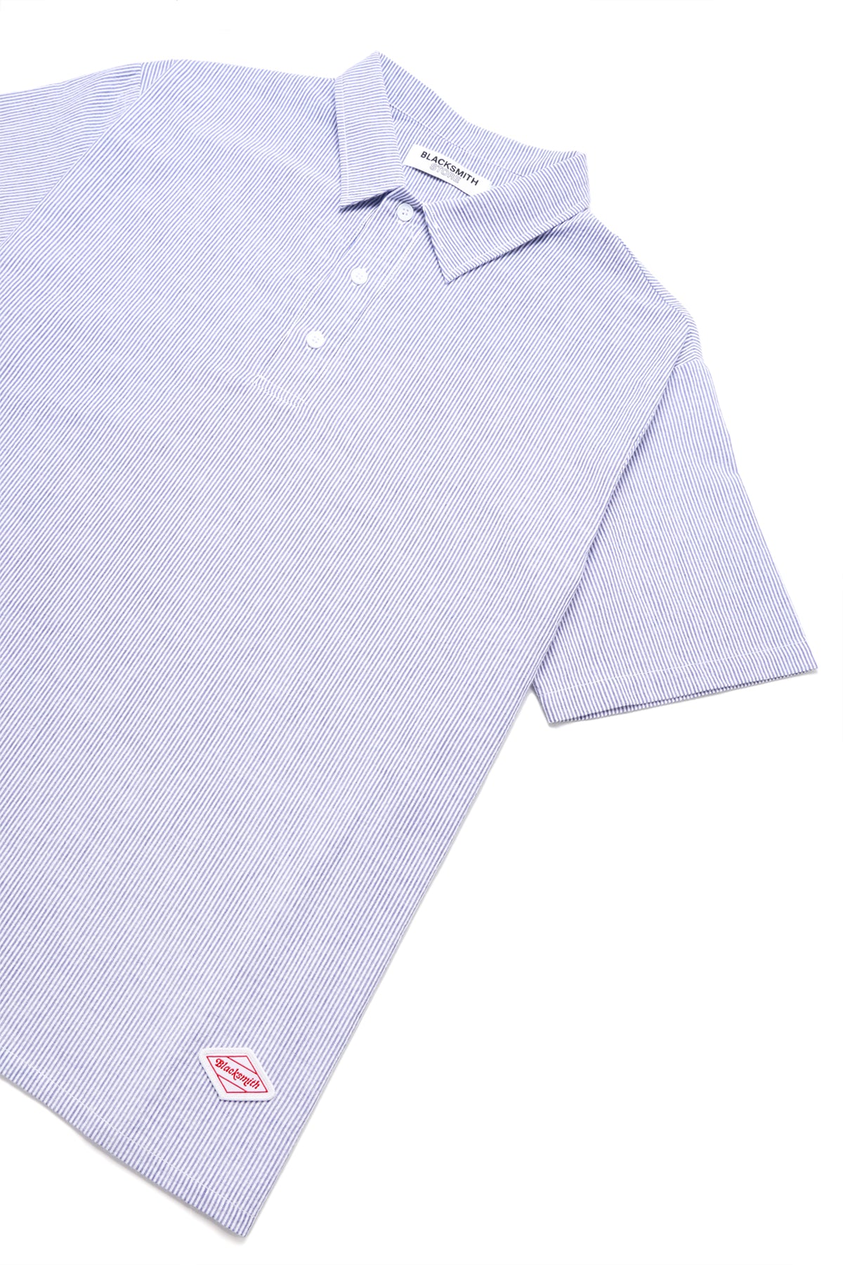 Blacksmith - Short Sleeved Popover Shirt - Blue Seersucker