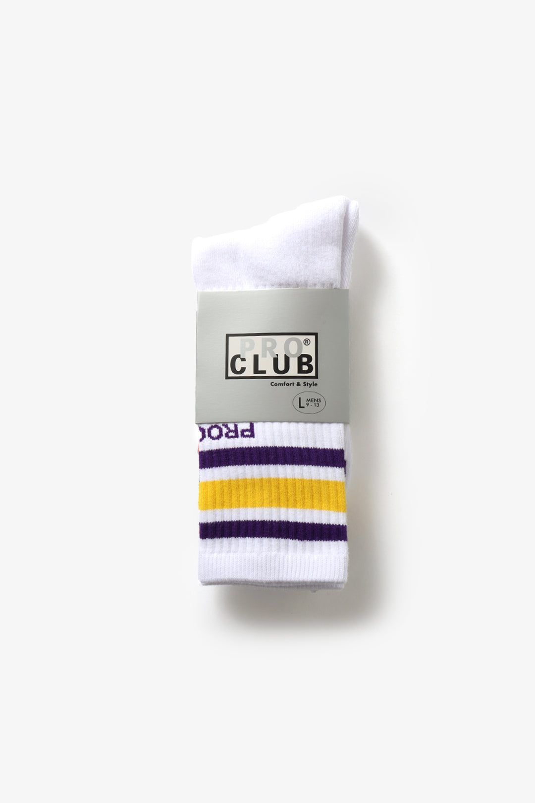 Pro Club - Striped Crew Socks - Purple/Yellow