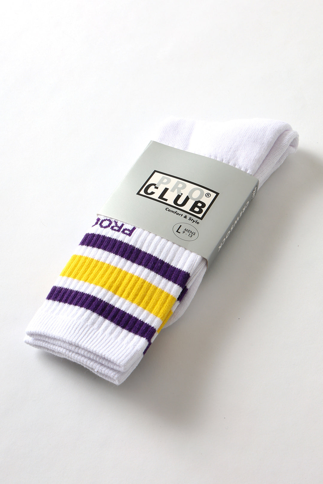 Pro Club - Striped Crew Socks - Purple/Yellow