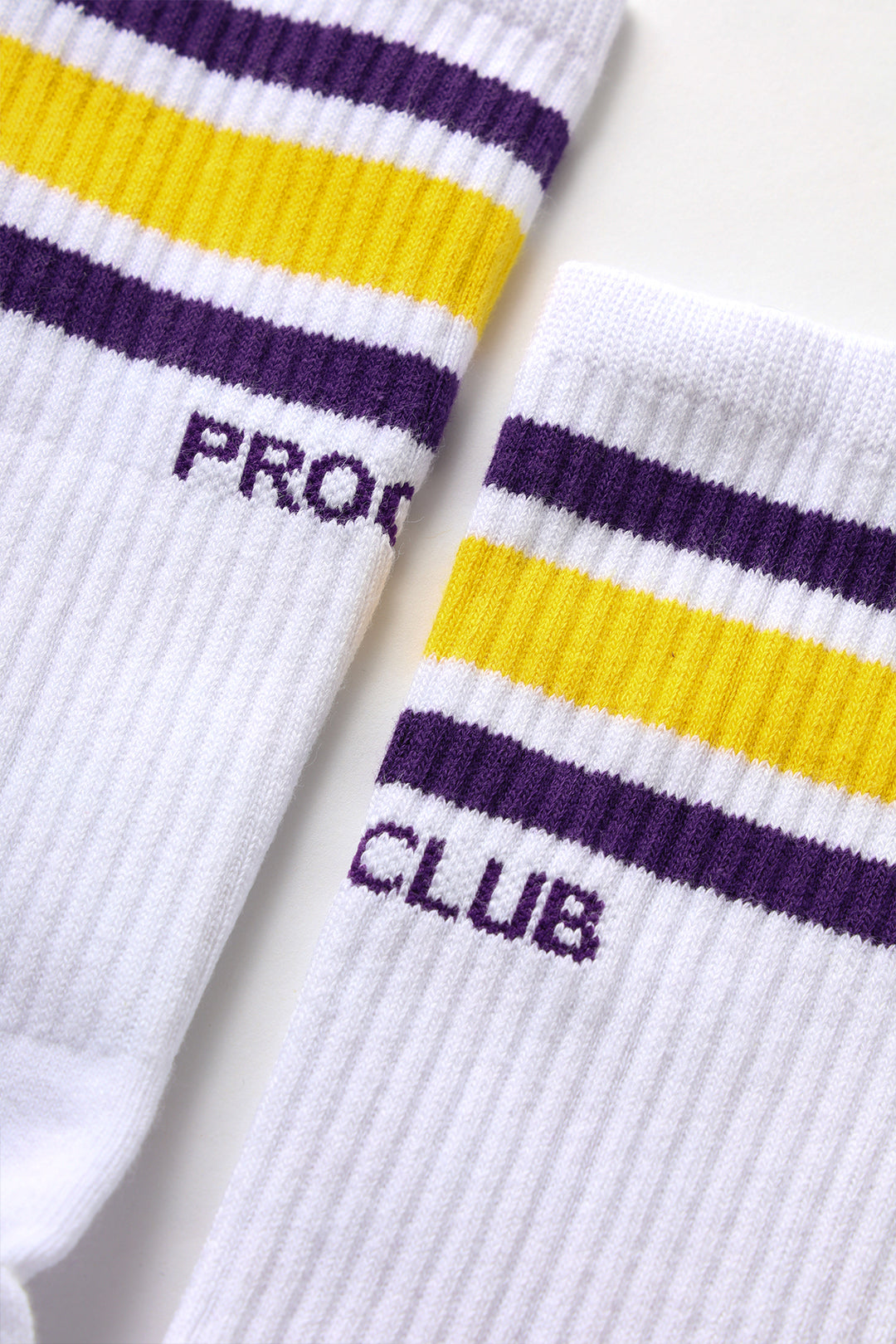 Pro Club - Striped Crew Socks - Purple/Yellow