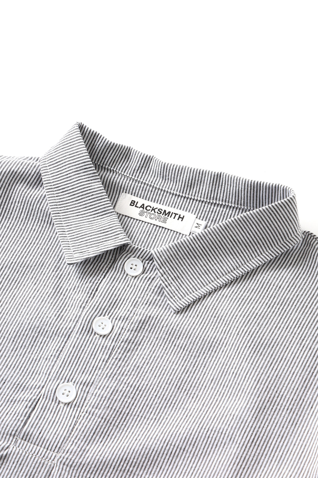 Blacksmith - Long Sleeved Popover Shirt - Black Seersucker