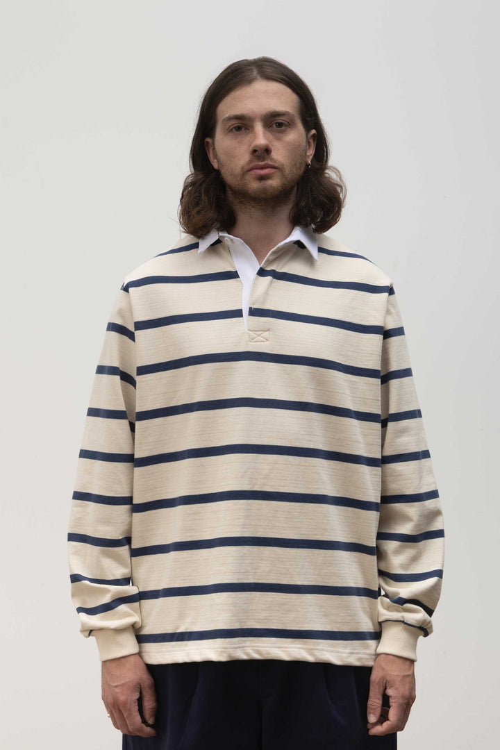 Opensider - Classic Rugby Shirt - Off White Multi-Stripe