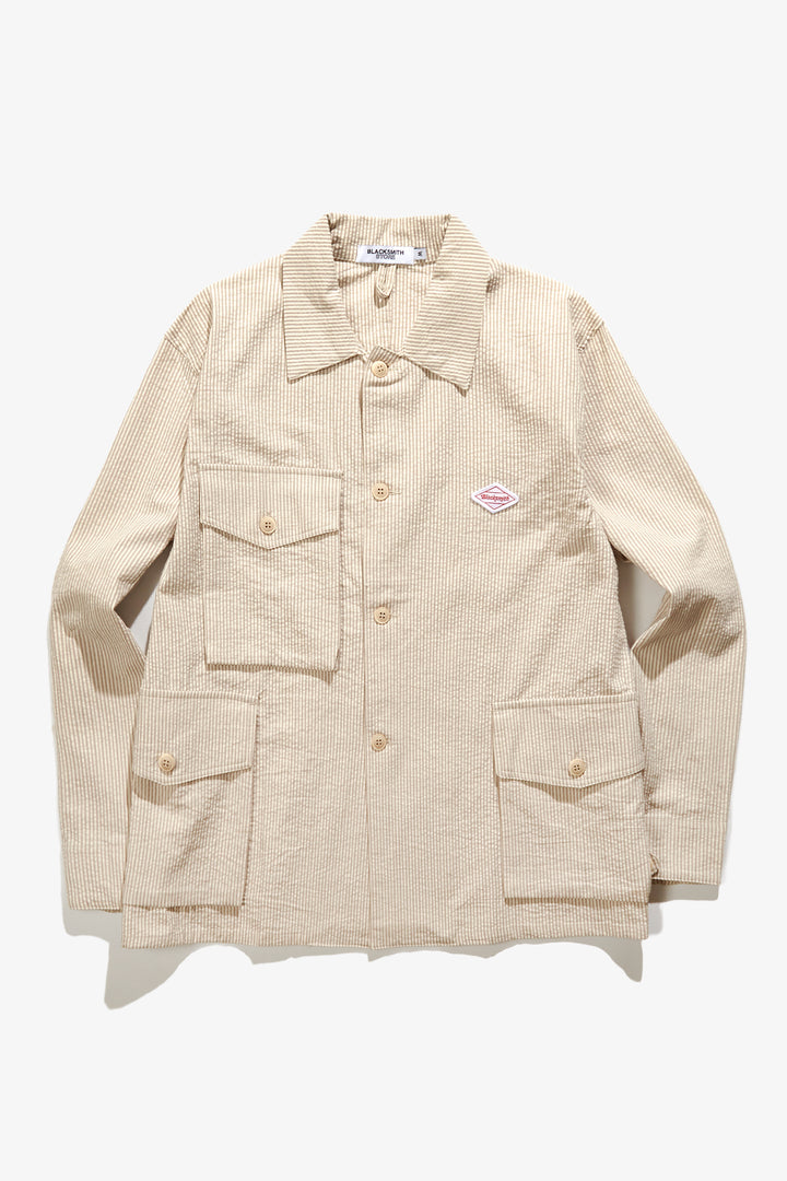 Blacksmith - Seersucker Chore Overshirt - Sand