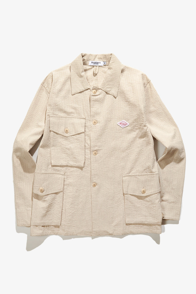 Blacksmith - Seersucker Chore Overshirt - Sand