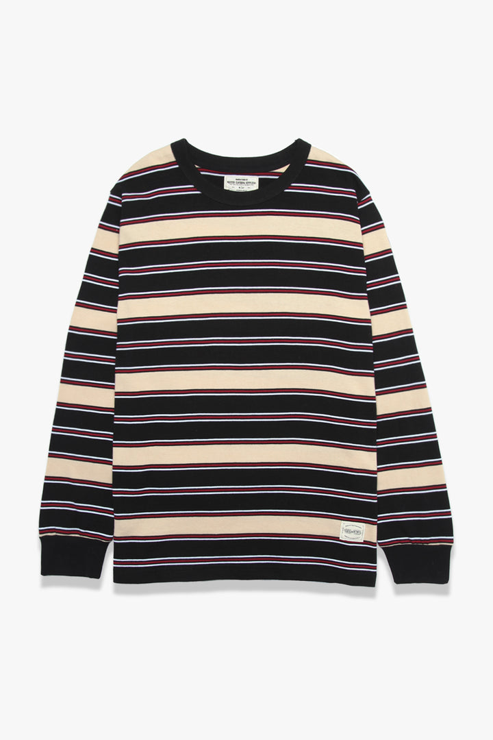 Okonkwo MFG - Long Sleeve Striped Tee - Black/Tan