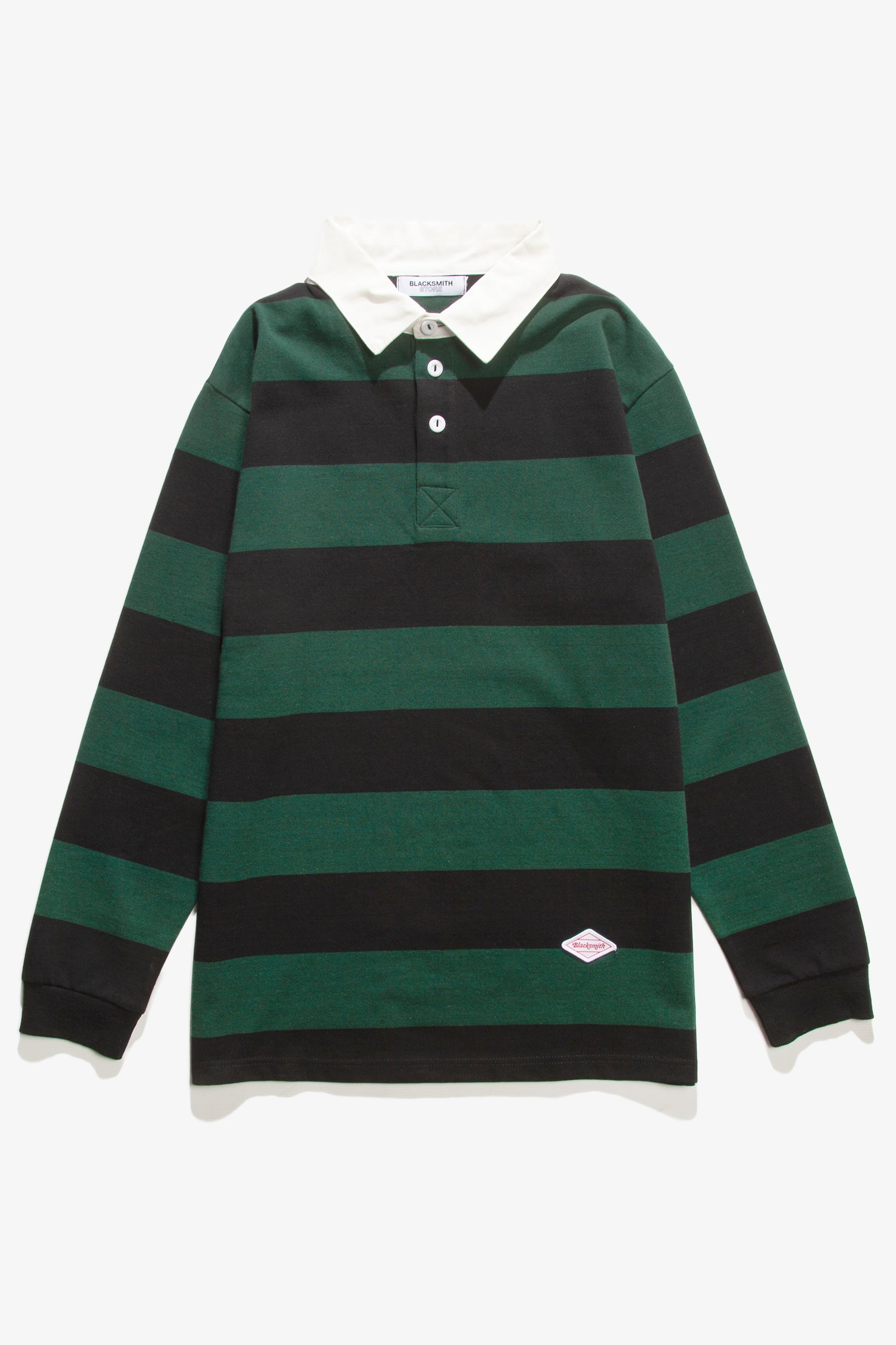 Blacksmith - Yarn Dye Striped Rugby - Forest/Black