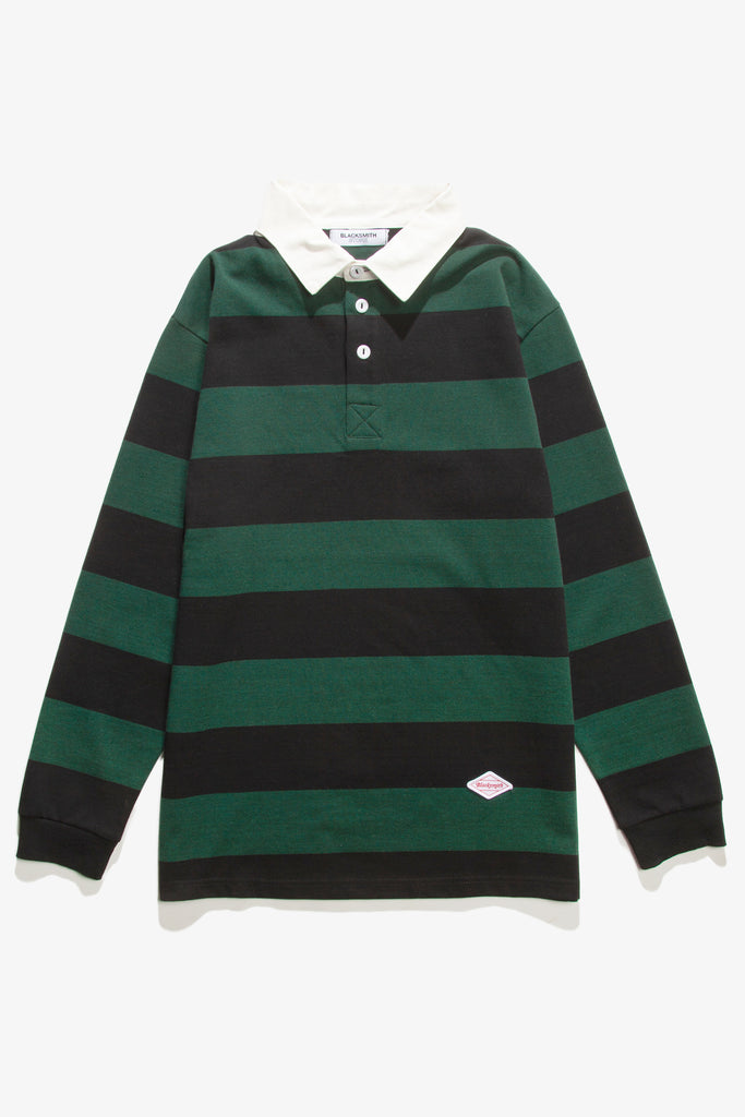 Blacksmith - Yarn Dye Striped Rugby - Forest/Black