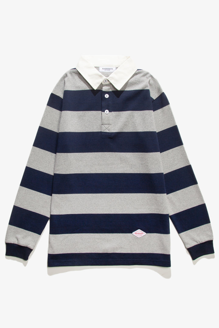 Blacksmith - Yarn Dye Striped Rugby - Grey/Navy