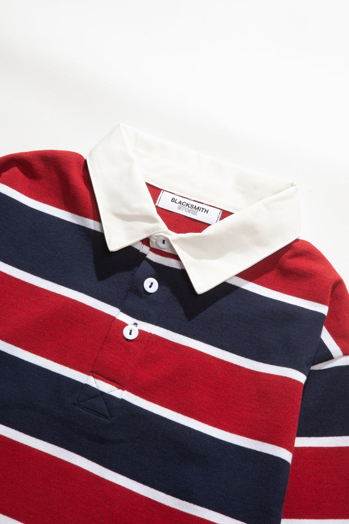 Blacksmith - Yarn Dye Striped Rugby - Red/Navy