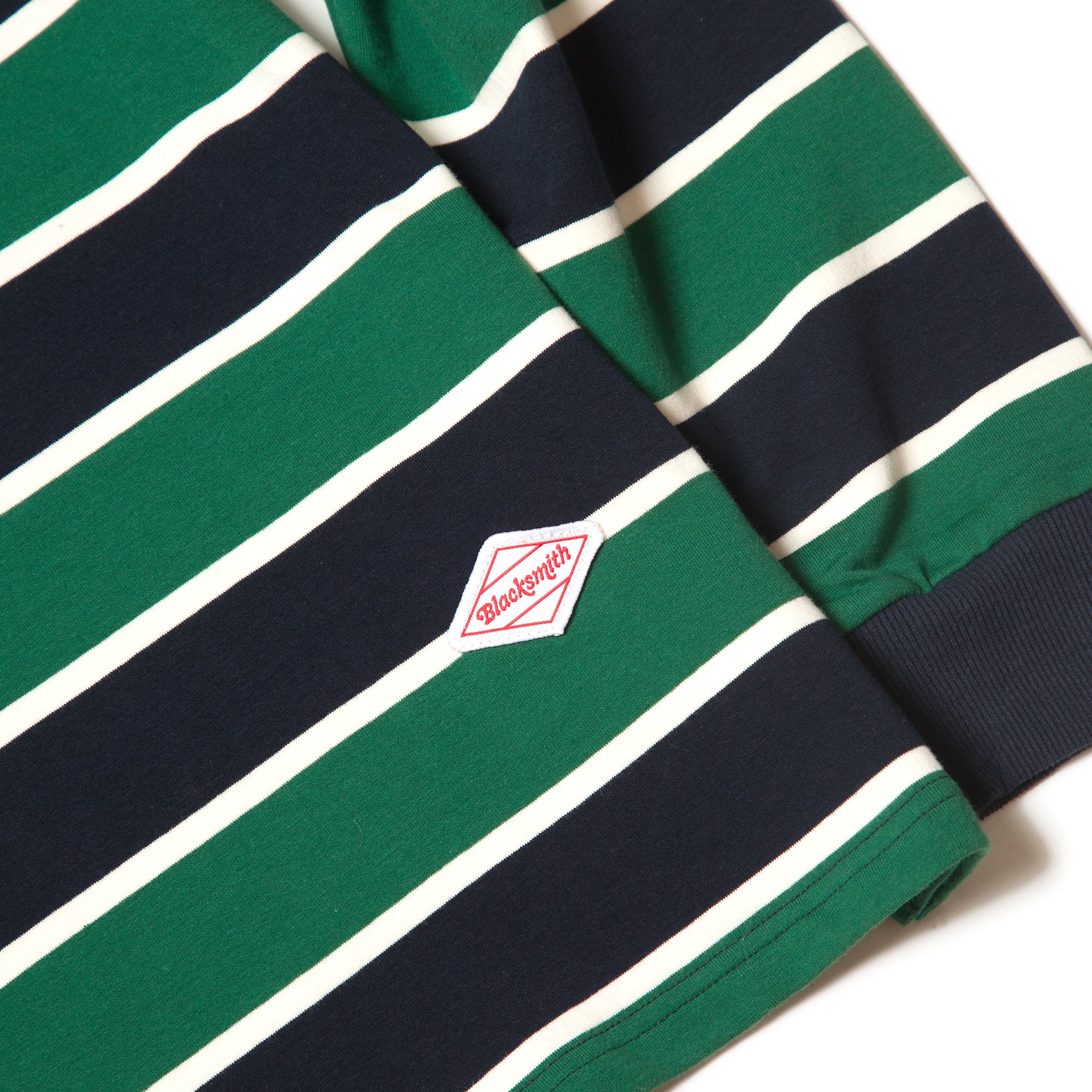 Blacksmith - Striped Long Sleeve Polo - Forest Green