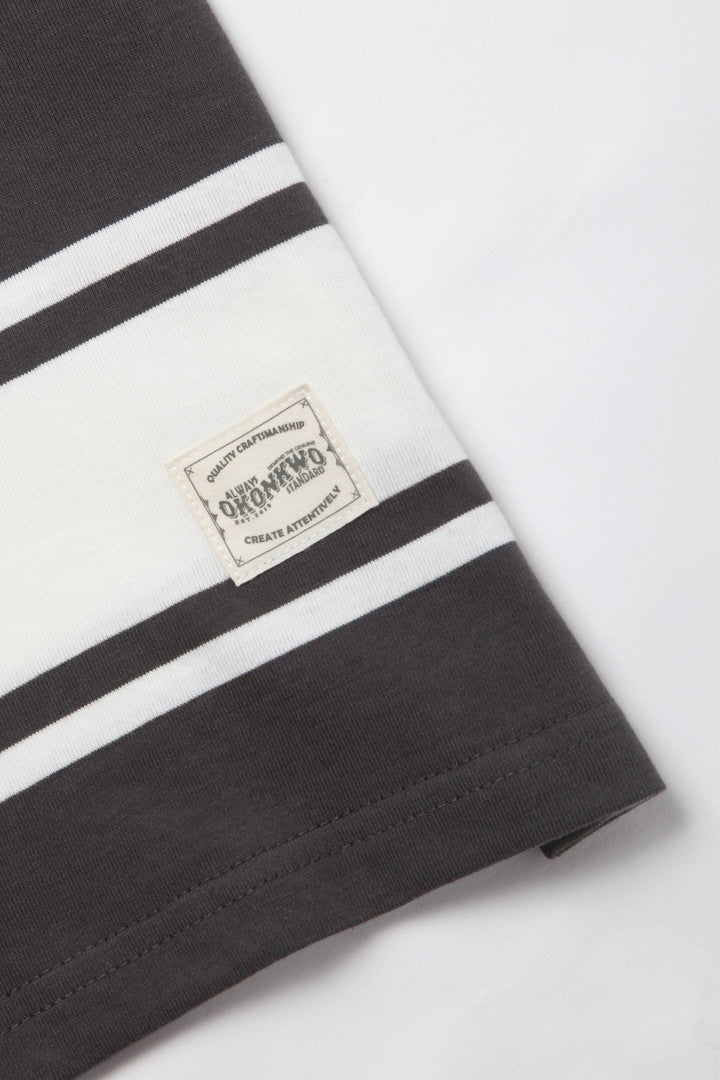 Okonkwo MFG - Short Sleeve Striped Tee - Grey/White