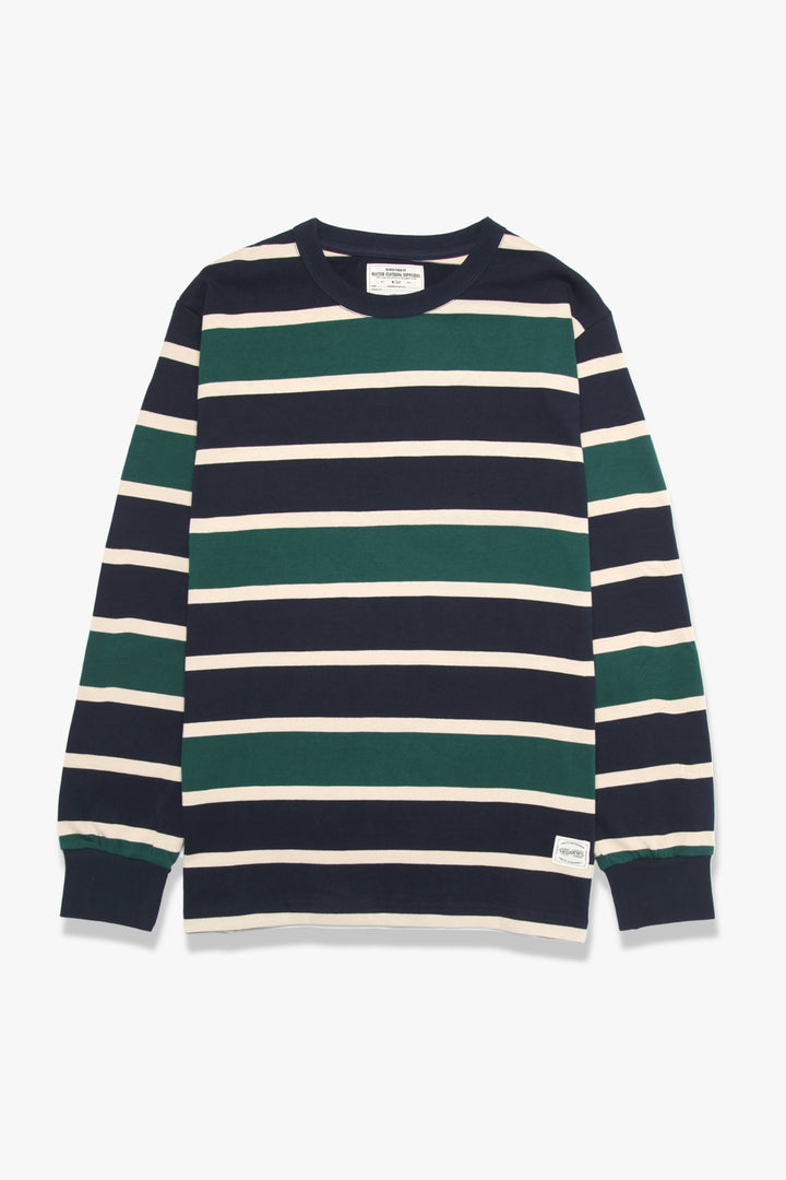 Okonkwo MFG - Long Sleeve Striped Tee - Navy/Forest