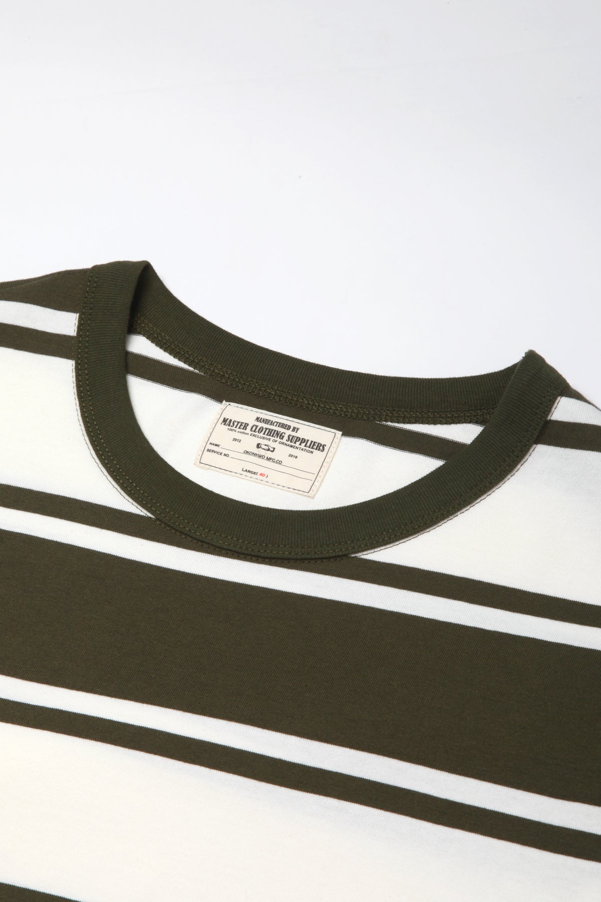 Okonkwo MFG - Short Sleeve Striped Tee - Olive/White