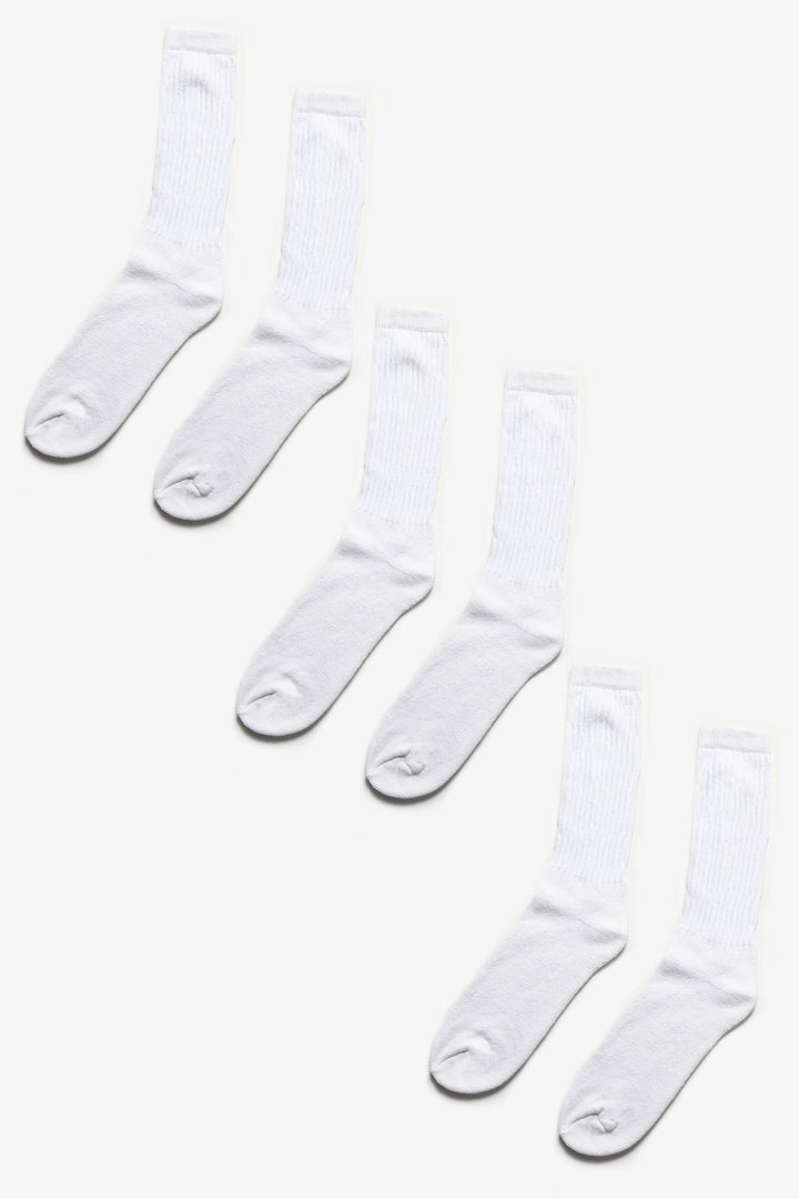 Railroad Sock - 3 Pack Crew Socks - White