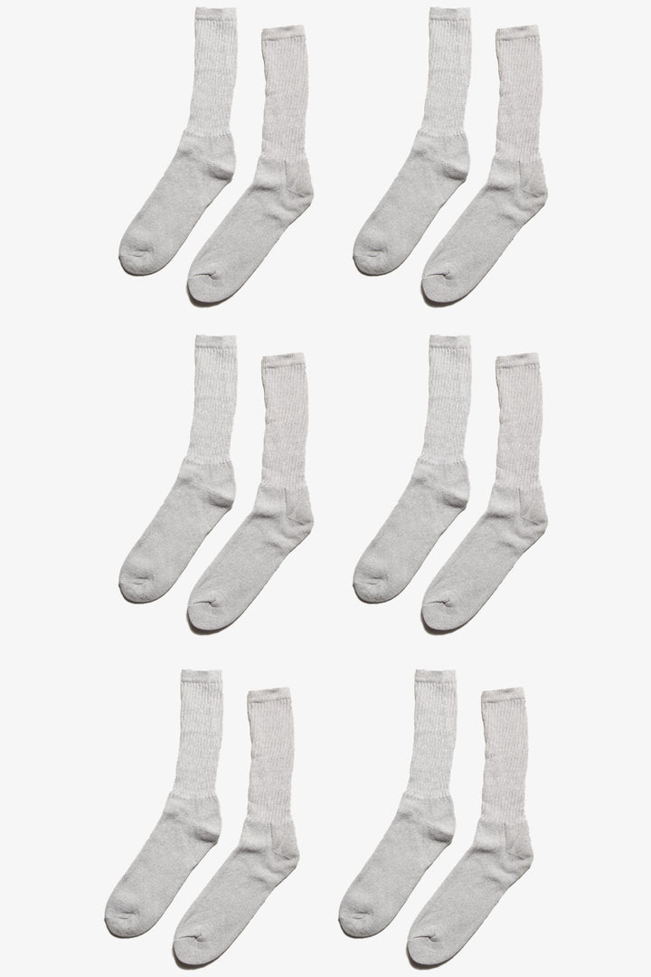 Railroad Sock - 6 Pack Crew Socks - Grey