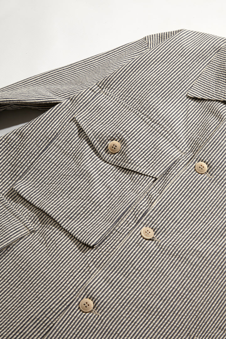 Blacksmith - Seersucker Chore Overshirt - Navy