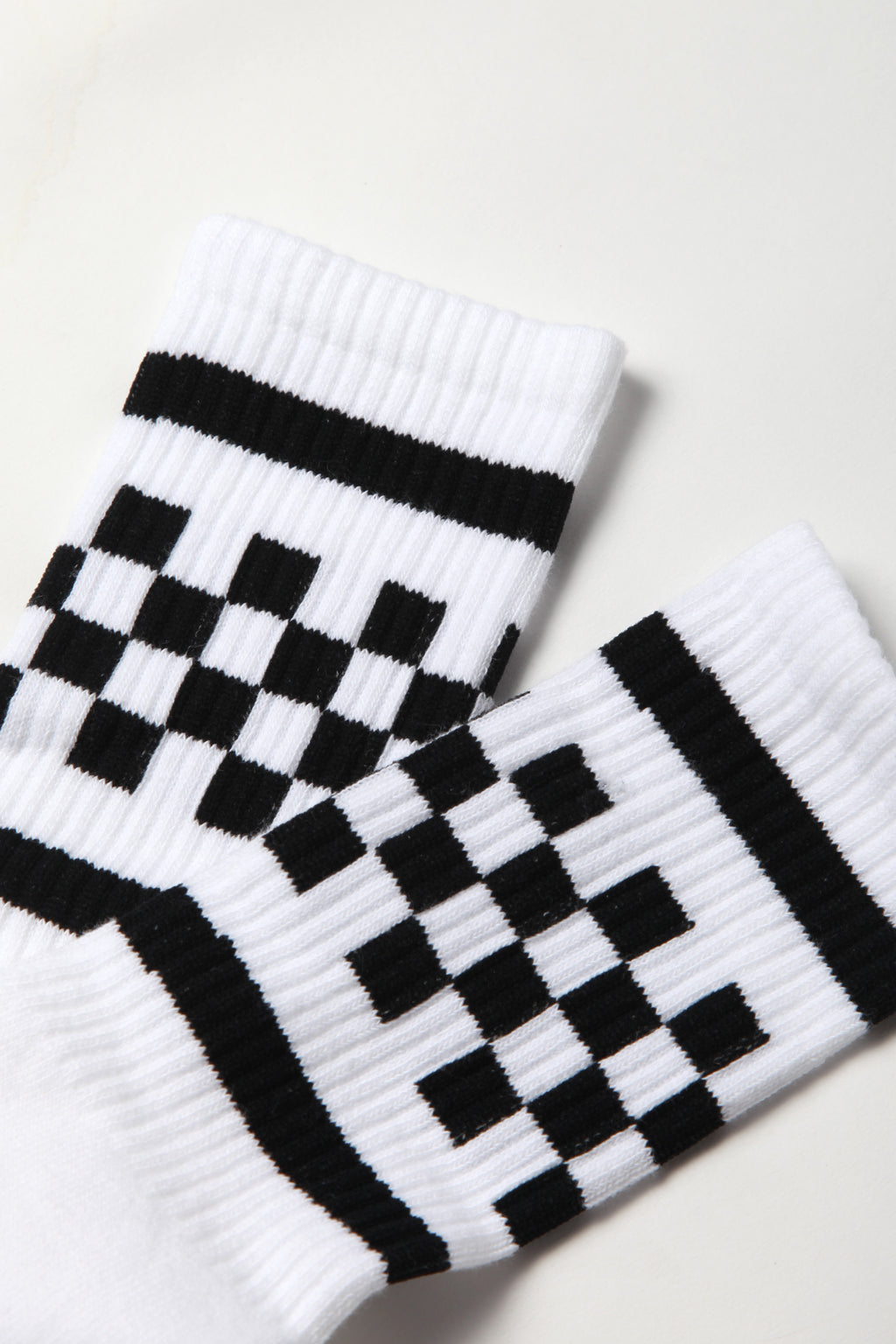 Socco - Checkerboard Crew Socks - Black/White