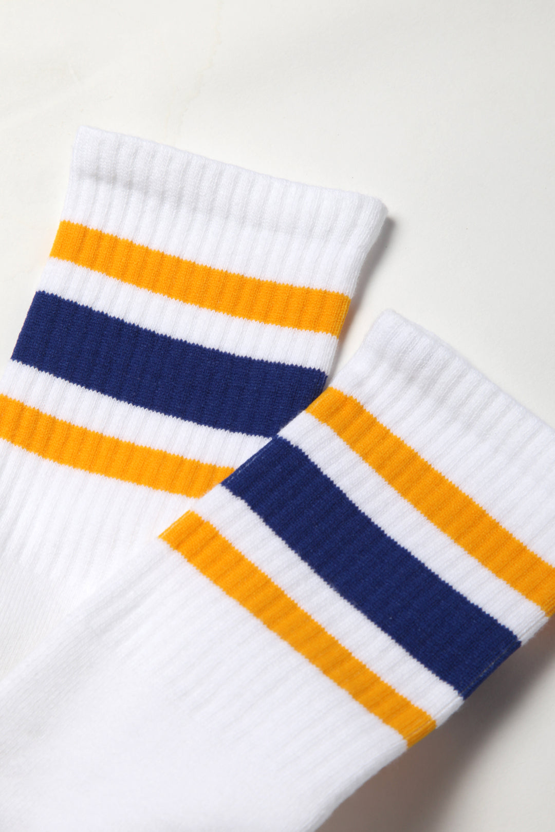 Socco - Striped Crew Socks - Blue/Yellow/White