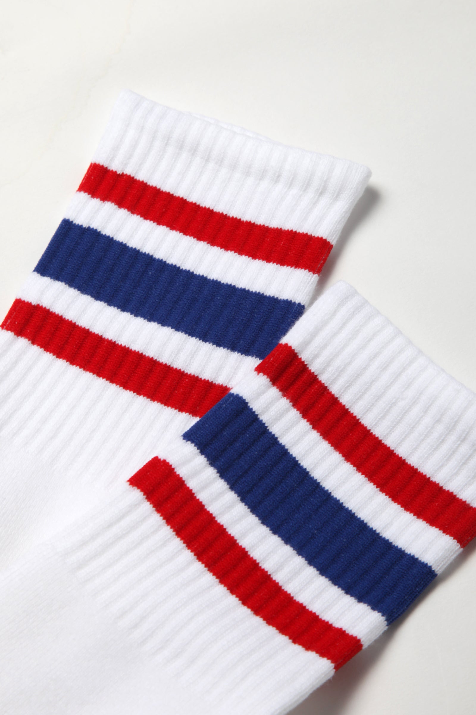 Socco - Striped Crew Socks - Red/Blue/White