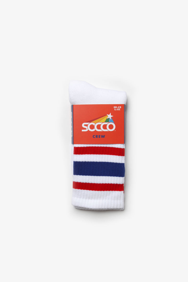 Socco - Striped Crew Socks - Red/Blue/White